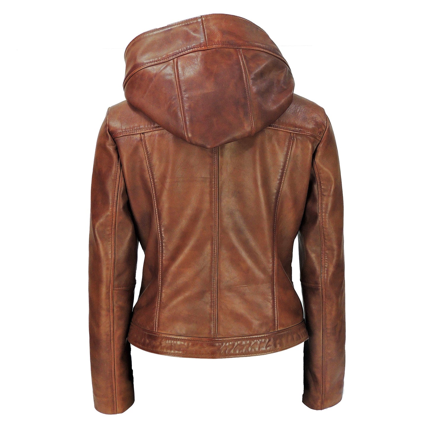 Sasha High Fashion Womens Hooded Leather Jacket