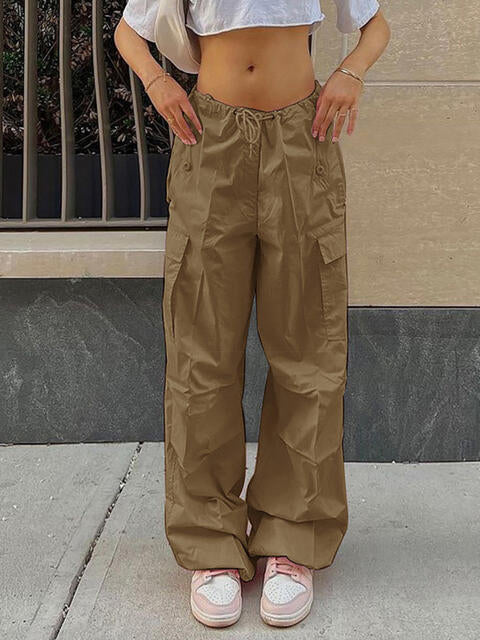 Drawstring Waist Pants with Pockets