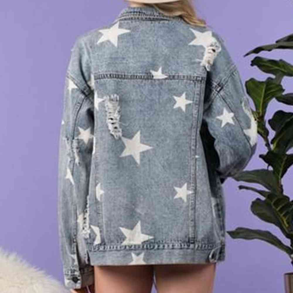 Star Distressed Denim Shacket